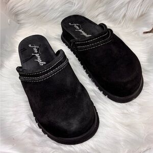 Free People Black Suede Mules